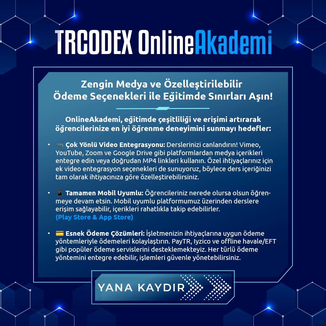 OnlineAkademi - Online Eğitim - Kurs Yazılım Sistemi - Görsel 4